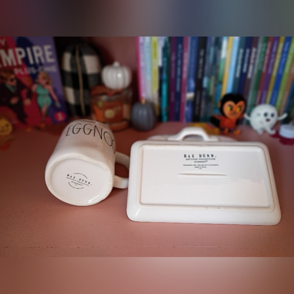 White Ceramic Mug and Butter Dish Set - Picture 3 of 3